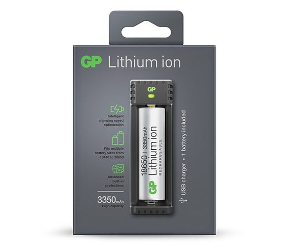 L111 Li-ion Rechargeable Battery 1-slot USB Charger (w/ 1's 18650 3350mAh Battery)