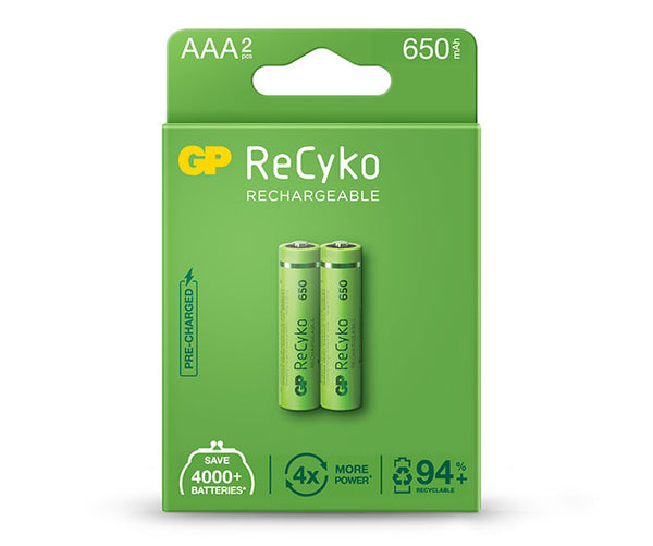 GP ReCyko battery 650mAh AAA (2 battery pack)